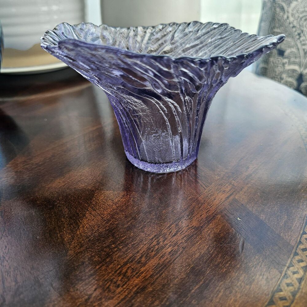 Vintage Amethyst Bark Glass Vase – Mid Century Brutalist Textured Bud Vase